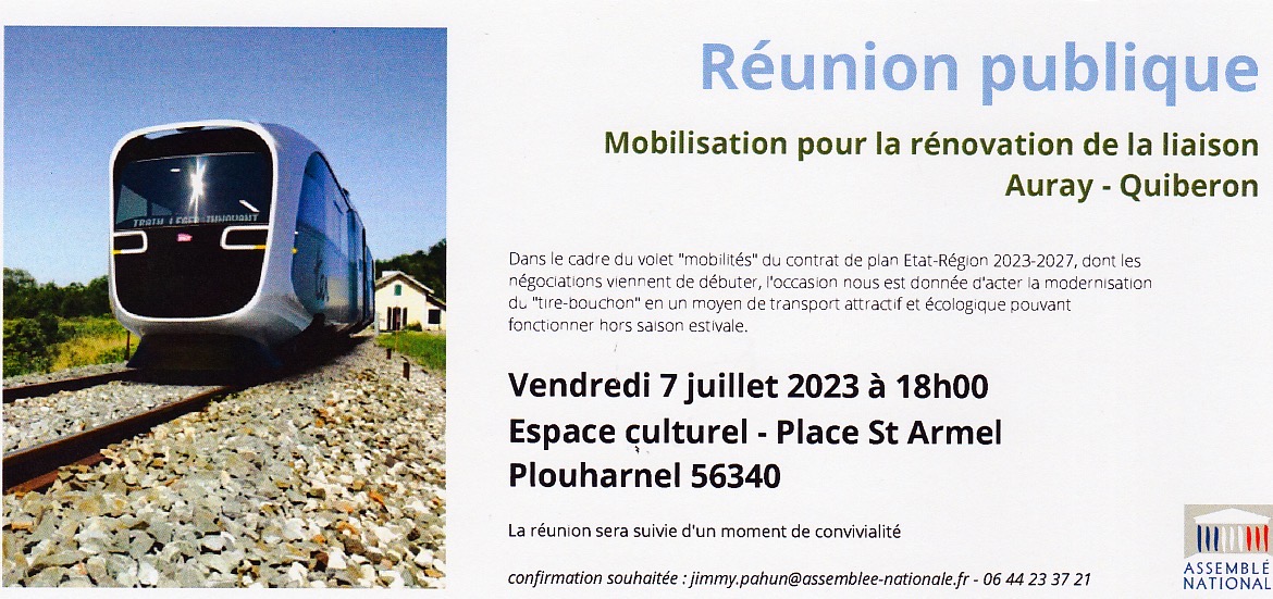 Invitation réunion publique pour la rénovation de la liaison Auray - Quiberon
